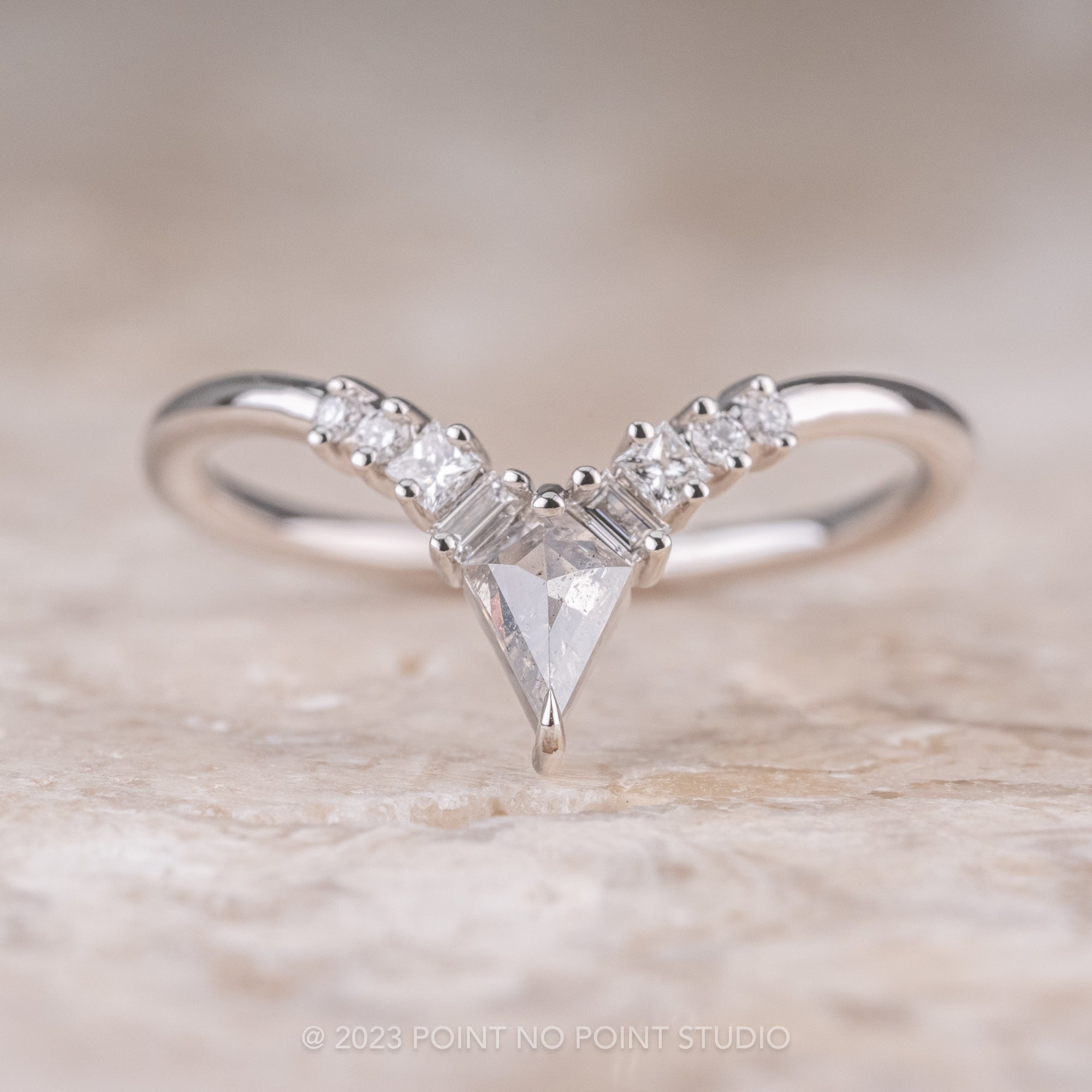Organic Shaped Diamond Studded Engagement Ring Set | Ken & Dana